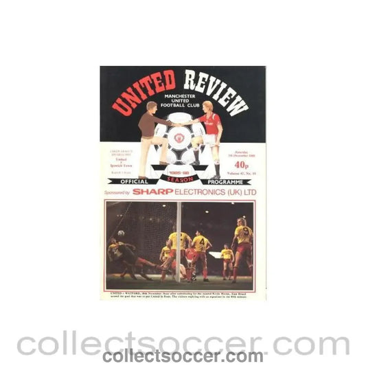1985 - Manchester United v Ipswich Town official programme 07/12/1985 - Collect Soccer