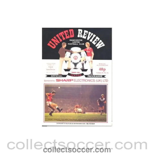 1985 - Manchester United v Norwich City official programme 06/11/1985 - Collect Soccer