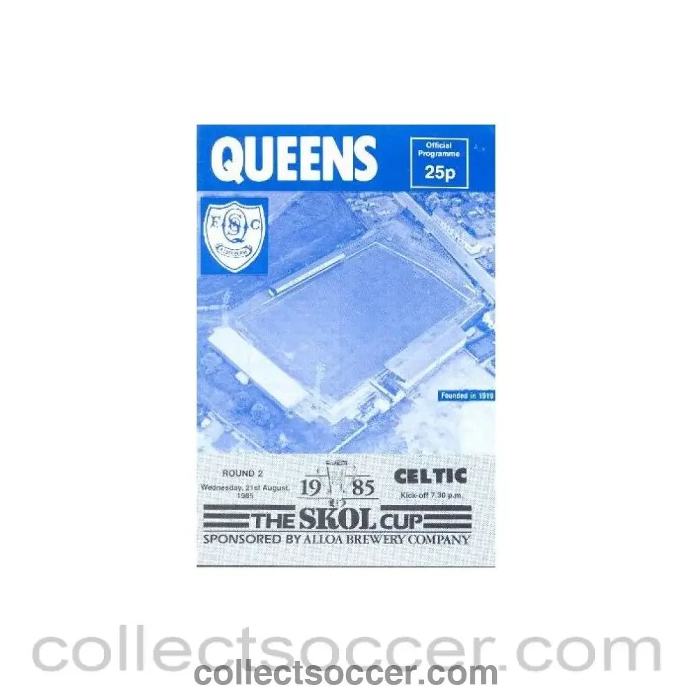 1985 - Queen Of The South v Celtic official programme 21/08/1985 Skol Cup - Collect Soccer