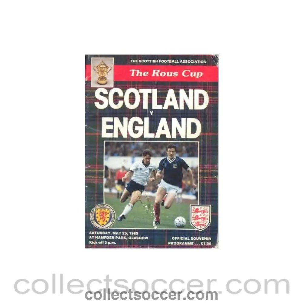 1985 Scotland v England official programme 25/05/1985 The Rous Cup - Collect Soccer