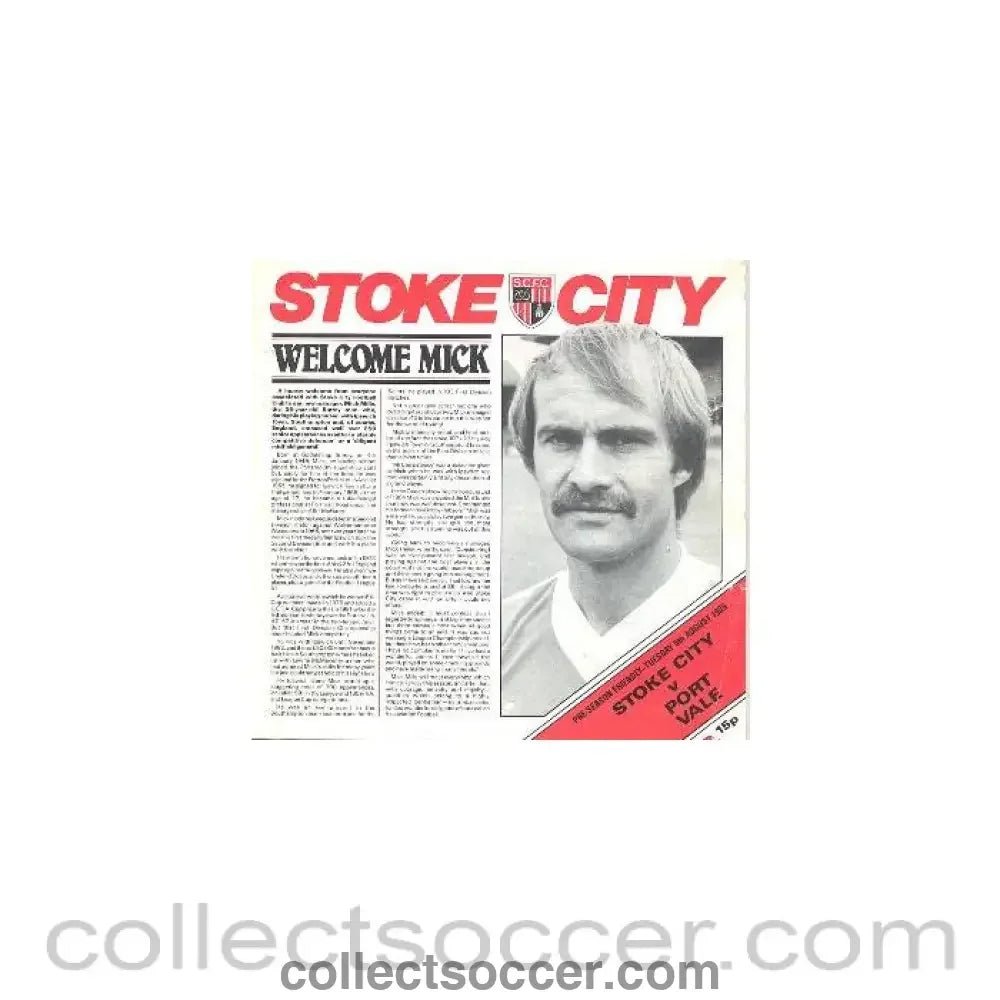 1985 - Stoke City v Port Vale official programme 06/08/1985 - Collect Soccer