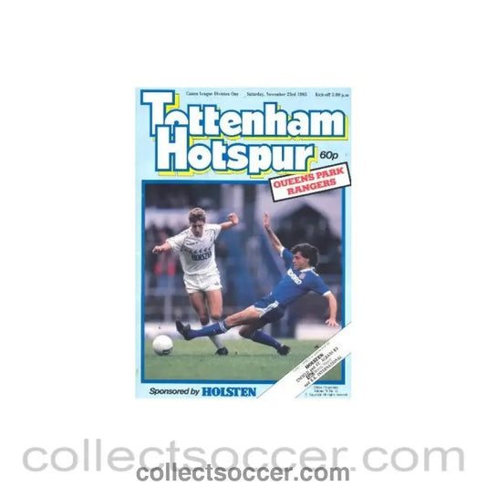 1985 - Tottenham Hotspur v Queen's Park Rangers official programme 23/11/1985 Canon League - Collect Soccer