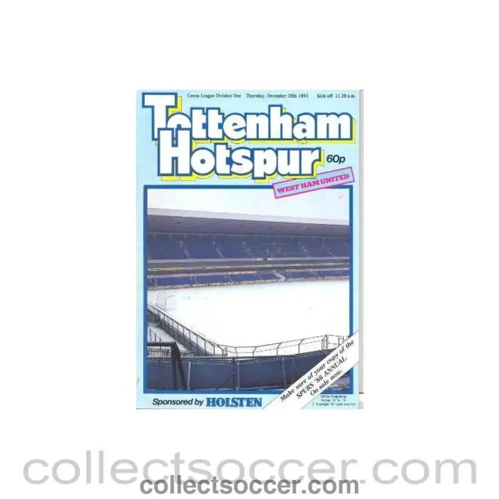 1985 - Tottenham Hotspur v West Ham United official programme 26/12/1985 Canon League - Collect Soccer