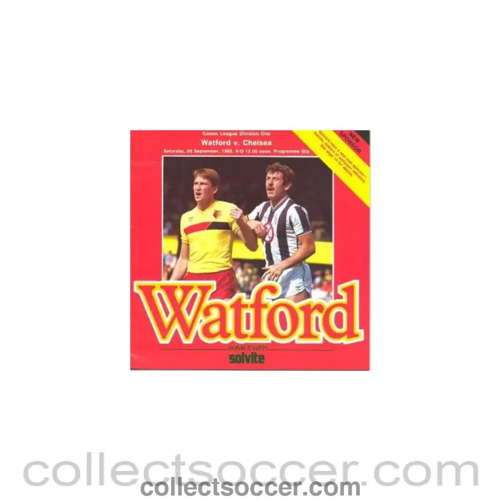 1985 - Watford vChelsea official programme 28/09/1985 - Collect Soccer