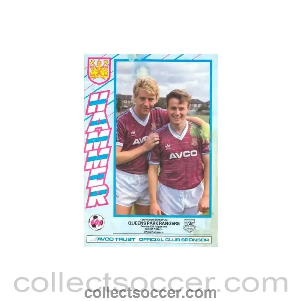 1985 - West Ham United v Queen's Park Rangers official programme 20/08/1985 - Collect Soccer