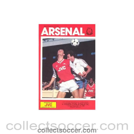 1986 - Arsenal v Charlton Athletic official programme 18/11/1986 Littlewoods Challenge Cup