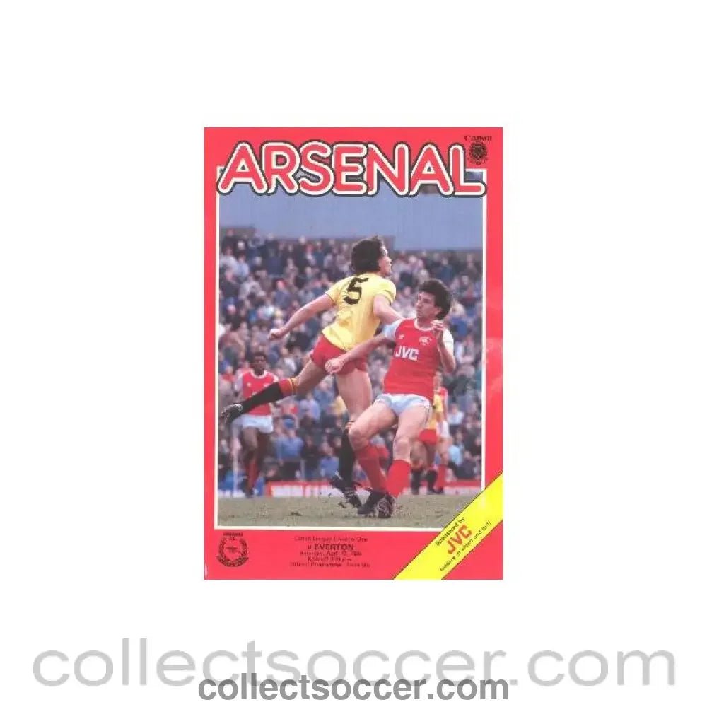1986 - Arsenal v Everton official programme 12/04/1986 Canon League - Collect Soccer