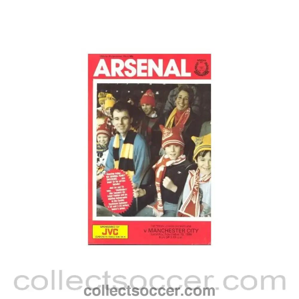 1986 - Arsenal v Manchester City official programme 22/11/1986 League Cup - Collect Soccer