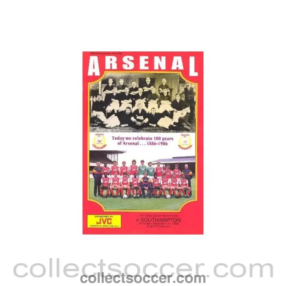 1986 - Arsenal v Southampton official programme 27/12/1986 League Cup - Collect Soccer