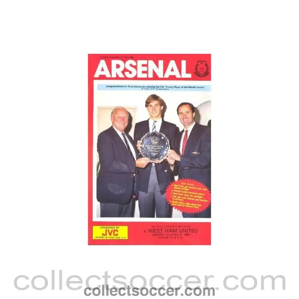 1986 - Arsenal v West Ham United official programme 08/11/1986 League Cup - Collect Soccer