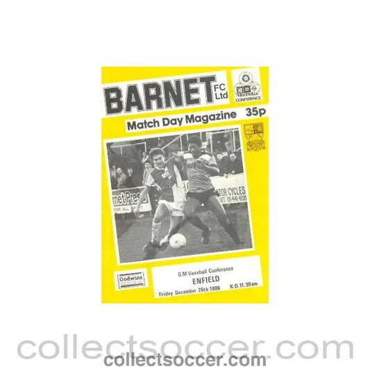 1986 - Barnet v Enfield official programme 26/12/1986