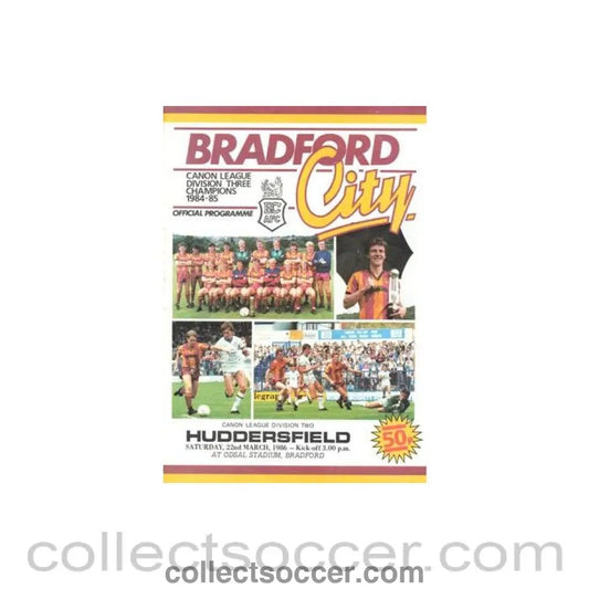 1986 - Bradford v Huddersfield official programme 22/03/1986 Canon League - Collect Soccer