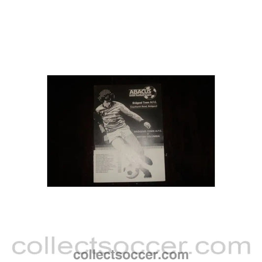 1986 - Bridgend Town v British Columbia, Canada official programme of Season 1986-1987, Semi-Professional International - Collect Soccer