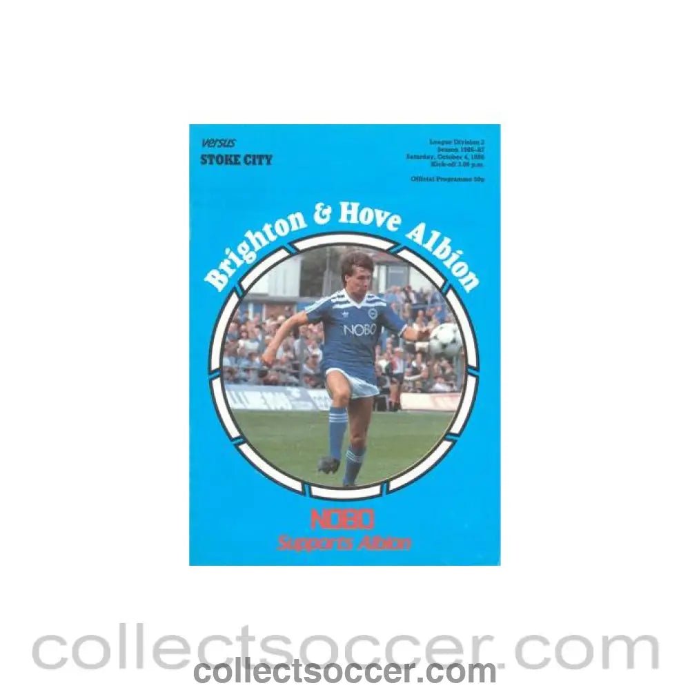 1986 - Brighton & Hove Albion v Stoke City official programme 04/10/1986 Football League - Collect Soccer