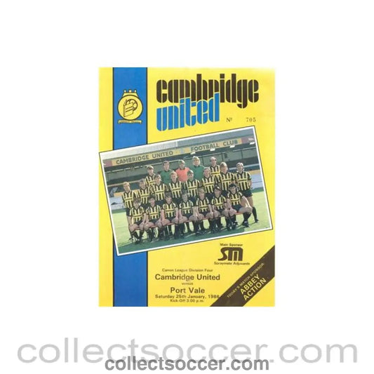 1986 - Cambridge United v Port Vale official programme 25/01/1986 Canon League - Collect Soccer