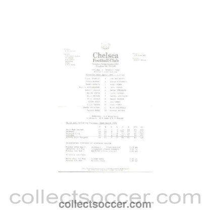 1986 - Chelsea Reserves v Ipswich Town Reserves official programme 26/04/1986 - Collect Soccer