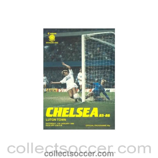 1986 - Chelsea v Luton Town official programme 11/01/1986 - Collect Soccer