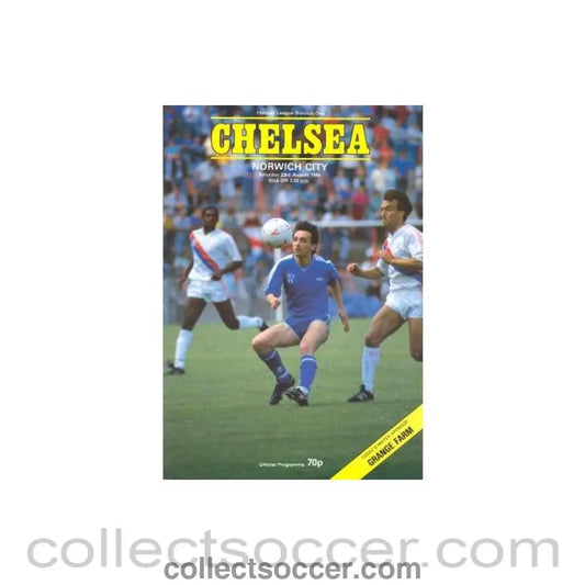 1986 - Chelsea v Norwich City official programme 23/08/1986 Football League - Collect Soccer