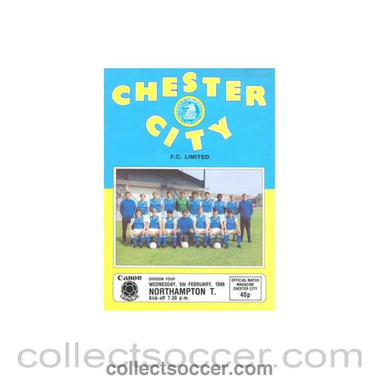 1986 - Chester City v Northampton official programme 05/02/1986 Canon League - Collect Soccer