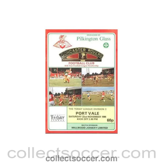 1986 - Doncaster Rovers v Port Vale official programme 22/11/1986 Football League - Collect Soccer