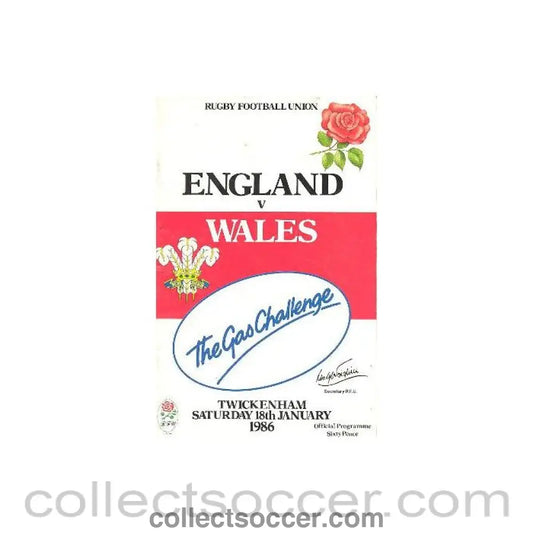 1986 - Englad v Wales rugby official programme 18/01/1986