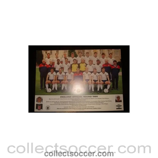1986 - England Official Squad 1986 card