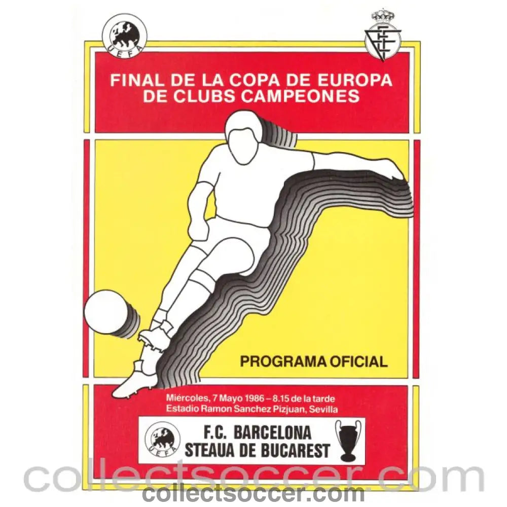 1986 European Cup Final Official Programme Barcelona v Steau Bucharest - Collect Soccer