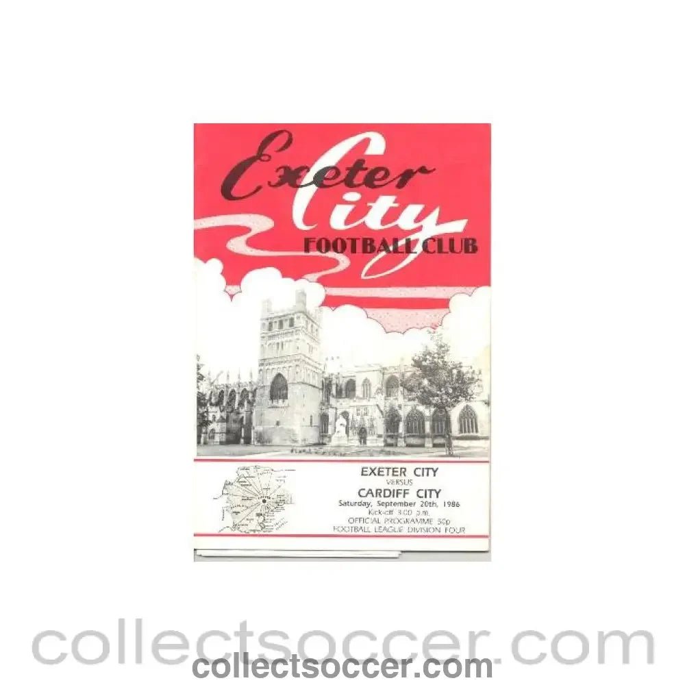 1986 - Exeter City v Cardiff City official programme 20/09/1986 - Collect Soccer