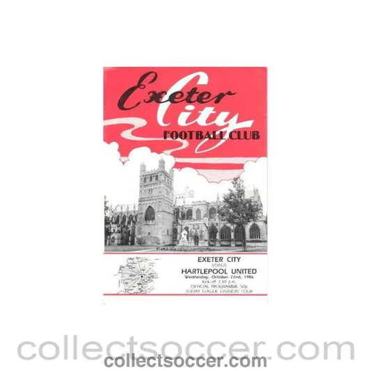 1986 - Exeter City v Hartlepool United official programme 22/10/1986 Football League - Collect Soccer