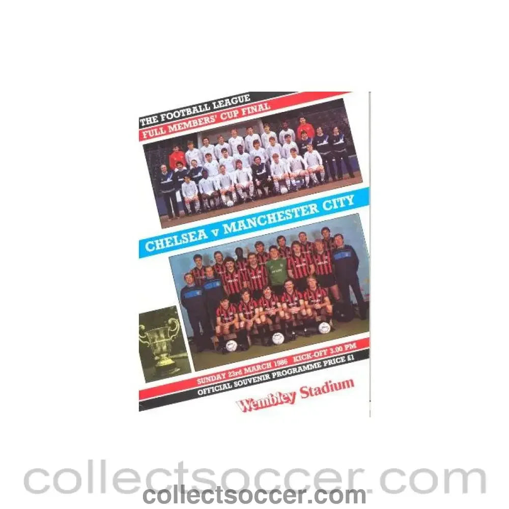 1986 Full Members Cup Final official programme Chelsea v Manchester City 23/03/1986