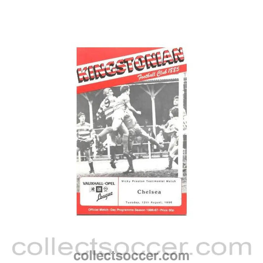 1986 - Kingstonian vChelsea official programme 12/08/1986 - Collect Soccer
