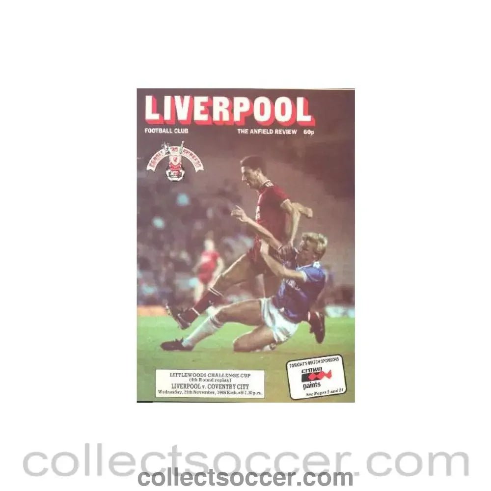 1986 - Liverpool v Coventry City official programme 26/11/1986 - Collect Soccer