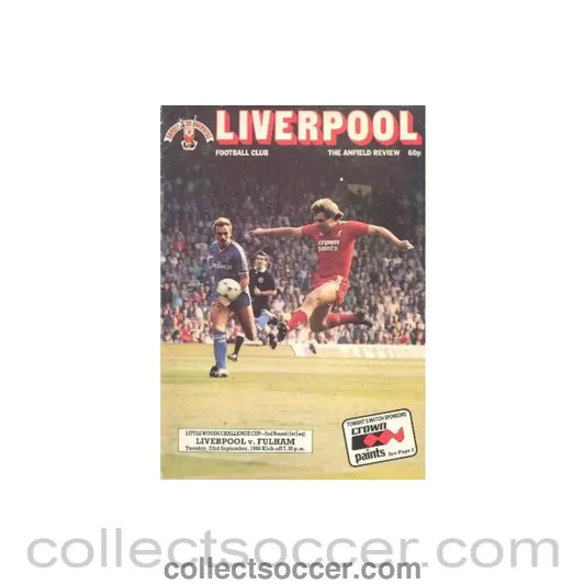 1986 - Liverpool v Fulham official programme 23/09/1986 - Collect Soccer