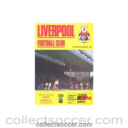 1986 - Liverpool v Norwich City official programme 06/05/1986 - Collect Soccer