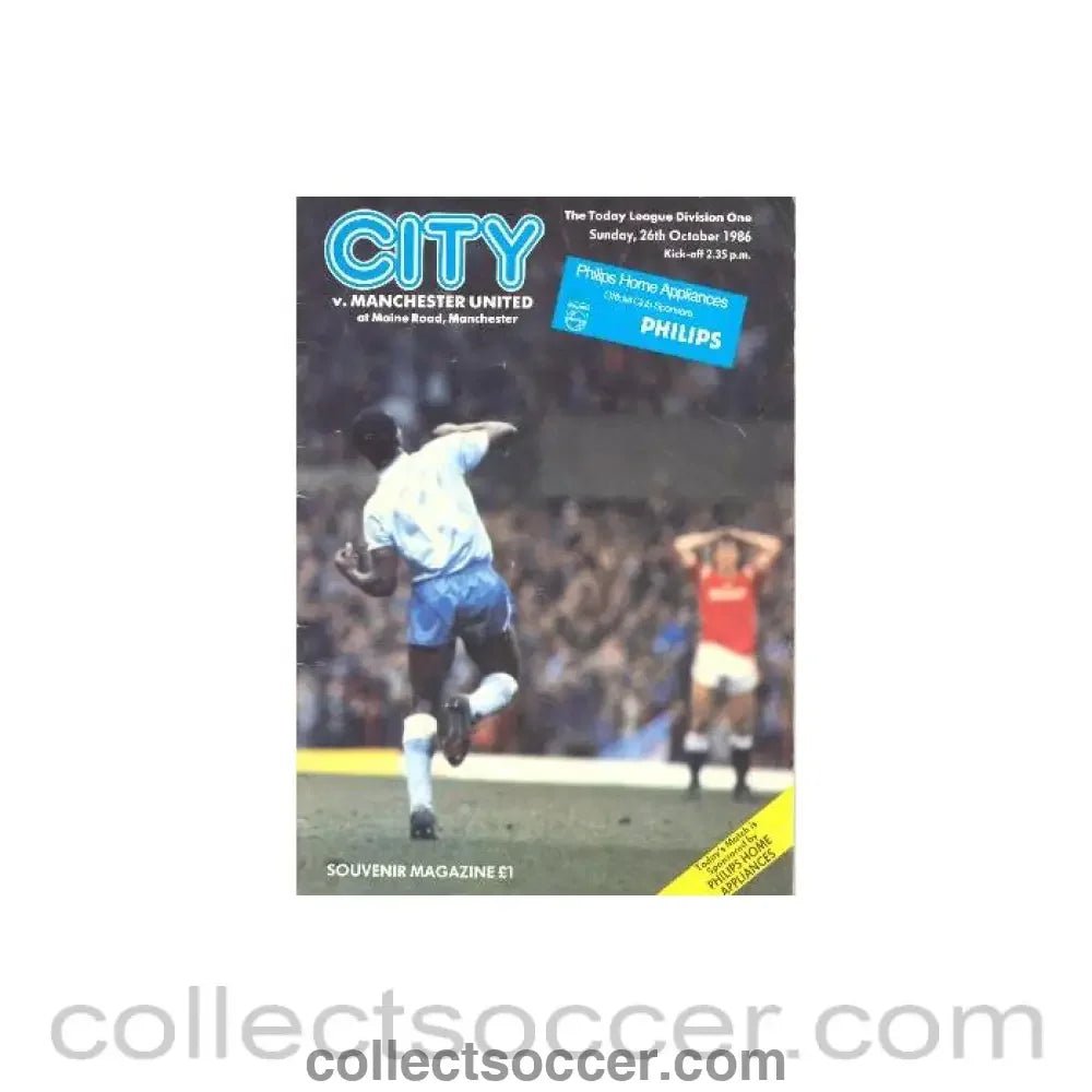 1986 - Manchester City v Manchester United official programme 26/10/1986 Football League - Collect Soccer