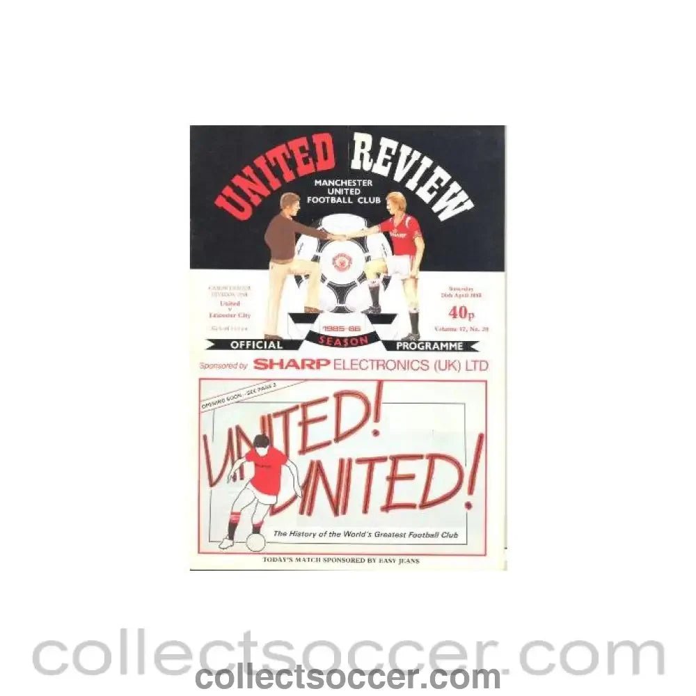 1986 - Manchester United v Leicester City official programme 26/04/1986 - Collect Soccer