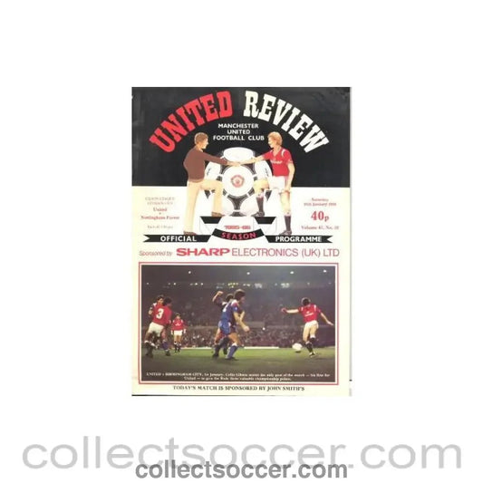 1986 - Manchester United v Nottingham Forest official programme 18/01/1986 - Collect Soccer