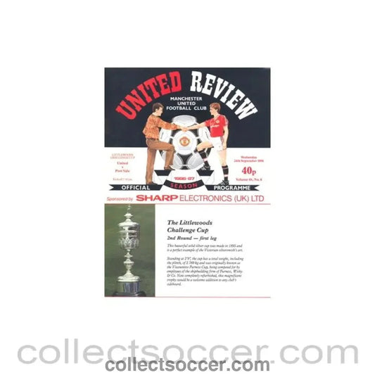 1986 - Manchester United v Port Vale official programme 24/09/1986 - Collect Soccer