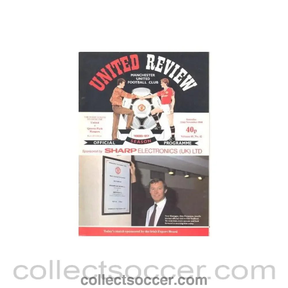 1986 - Manchester United v Queen's Park Rangers official programme 22/11/1986 - Collect Soccer