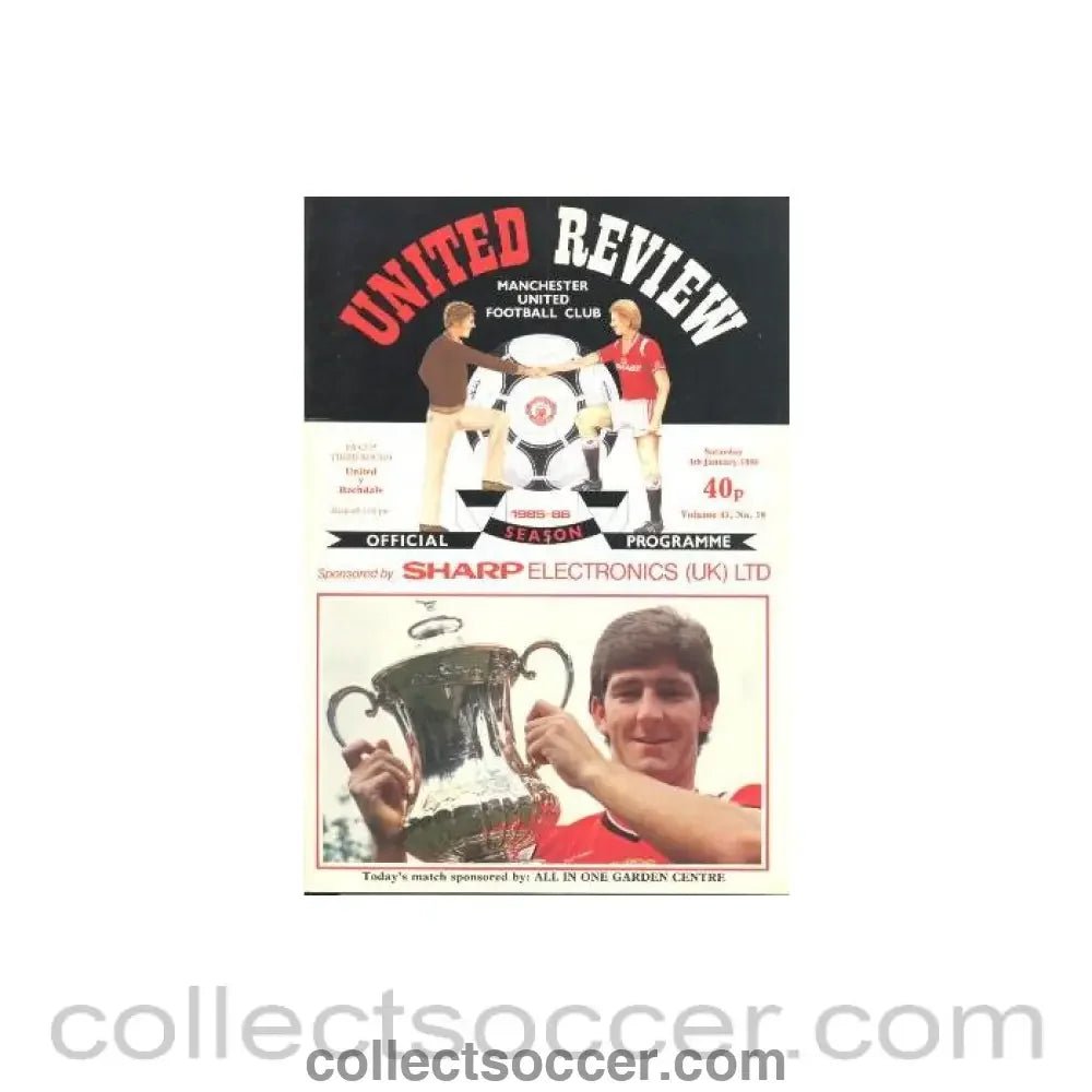 1986 - Manchester United v Rochdale official programme 04/01/1986 - Collect Soccer