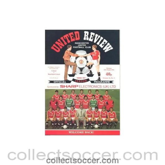 1986 - Manchester United v West Ham United official programme 25/08/1986 - Collect Soccer