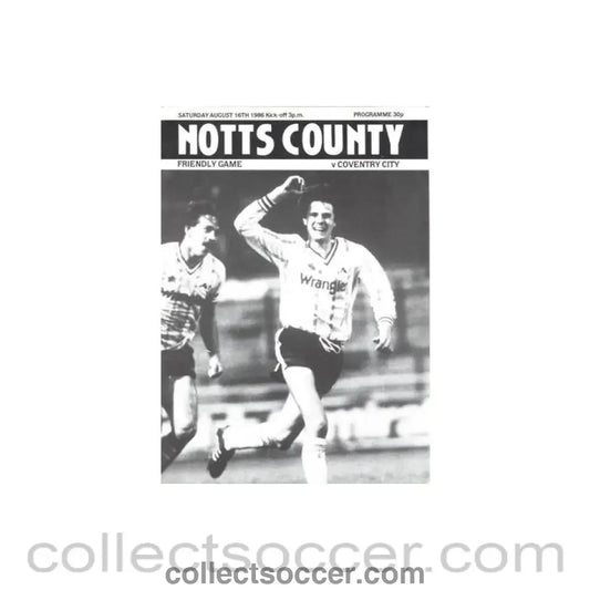 1986 - Notts County v Coventry City official programme 16/08/1986 Friendly Game - Collect Soccer