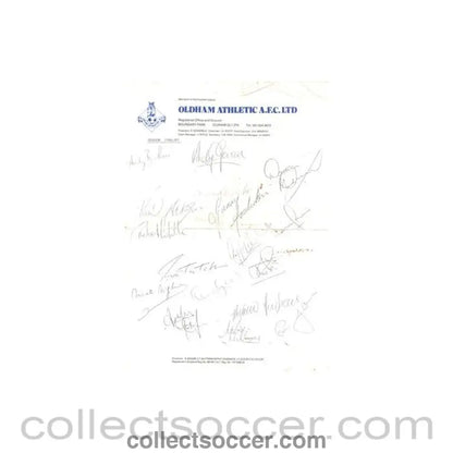 1986 - Oldham Athletic signatures of season 1986-1987 - Collect Soccer