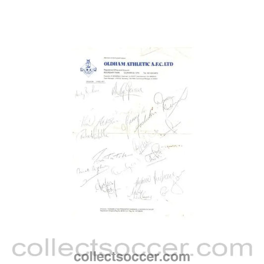 1986 - Oldham Athletic signatures of season 1986-1987 - Collect Soccer