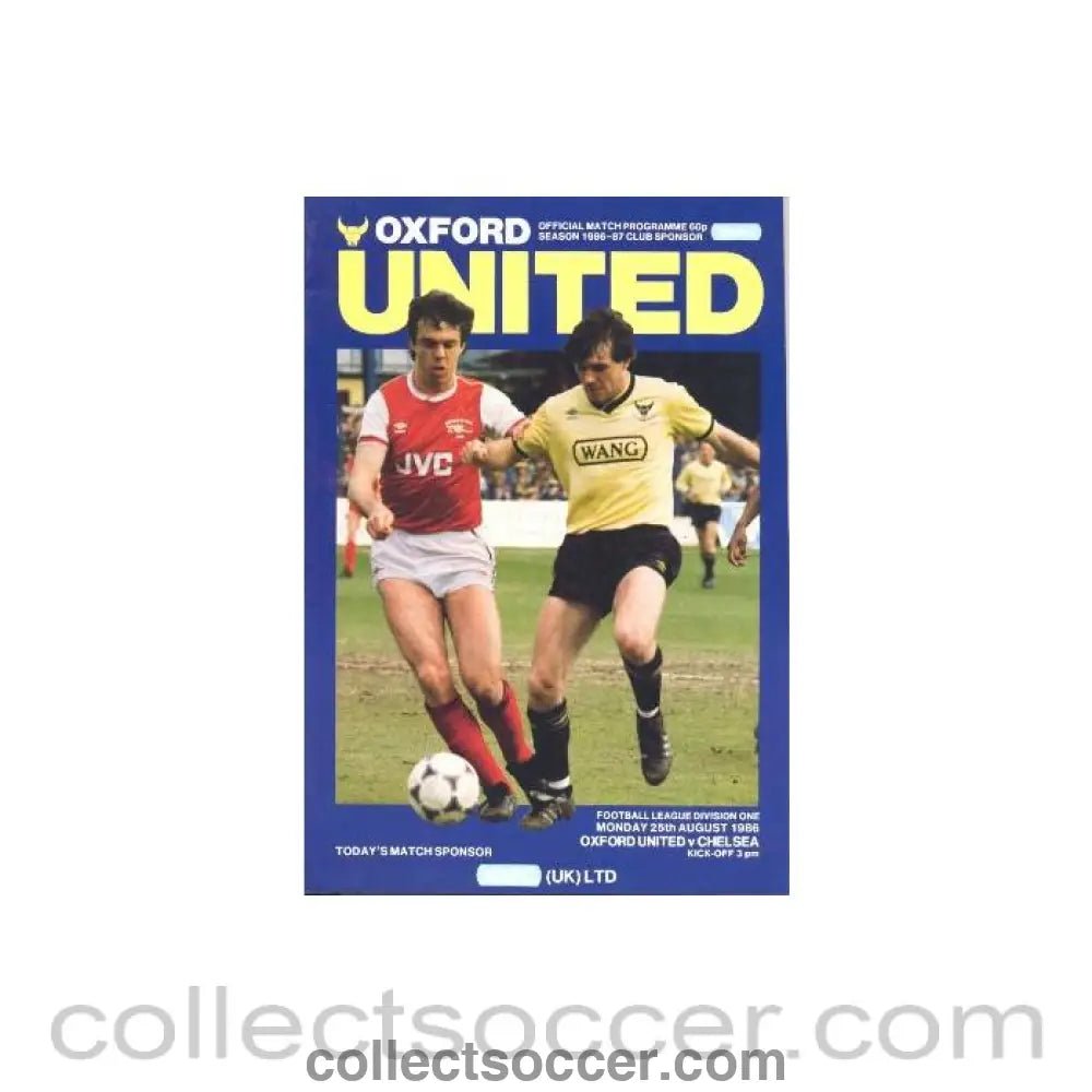 1986 - Oxford United vChelsea official programme 25/08/1986 - Collect Soccer