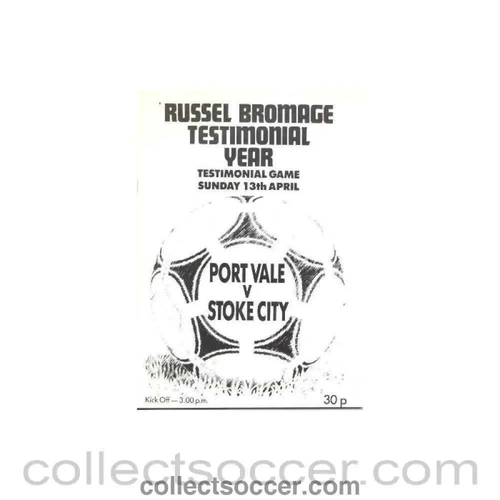 1986 - Port Vale v Stoke City official programme 13/04/1986 Russell Bromage Testimonial Year - Collect Soccer