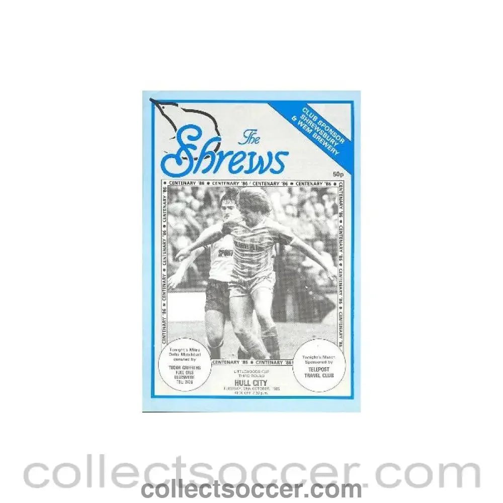 1986 - Shrewsbury Town v Hull City official programme 28/10/1986 - Collect Soccer