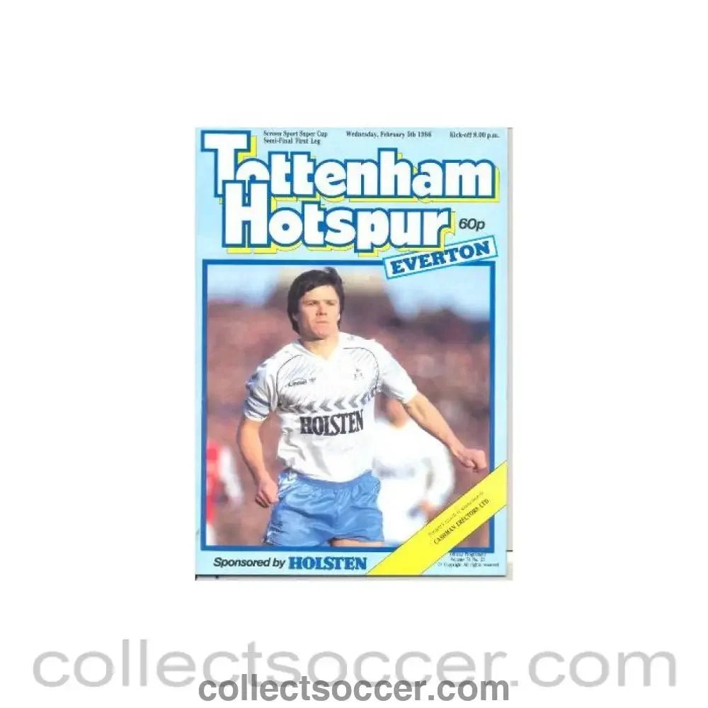 1986 - Tottenham Hotspur v Everton official programme 05/02/1986 Screen Sport Super Cup Semi - Final 1st Leg - Collect Soccer