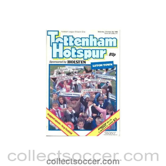1986 - Tottenham Hotspur v Luton Town official programme 04/10/1986 Football League - Collect Soccer