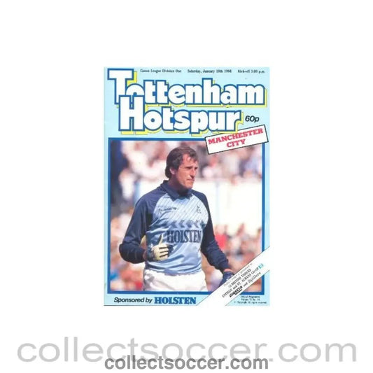 1986 - Tottenham Hotspur v Manchester City official programme 18/01/1986 Canon League - Collect Soccer